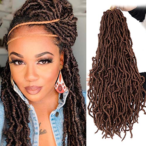 6 Packs New Faux Locs Crochet Hair 24 Inch Most Natural Brown Soft Goddess Locs for Black Women Pack of 6 30